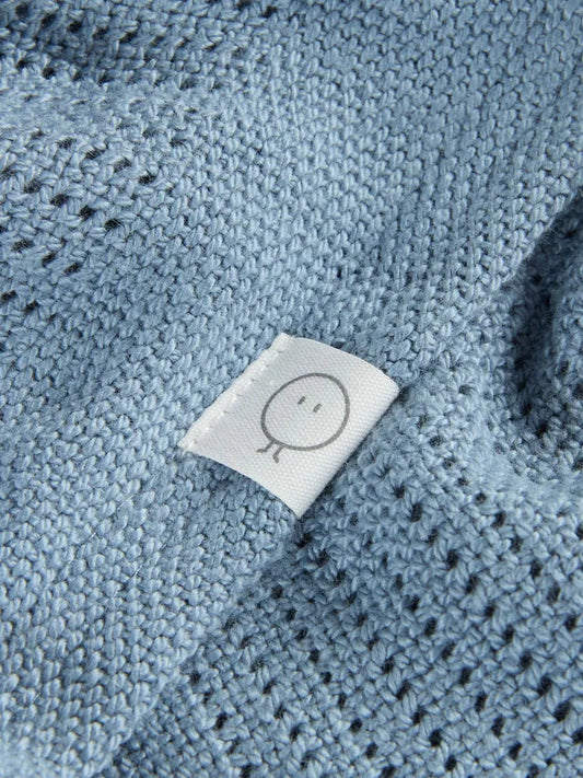 Couverture bébé en coton et viscose de bambou – Bleu gris