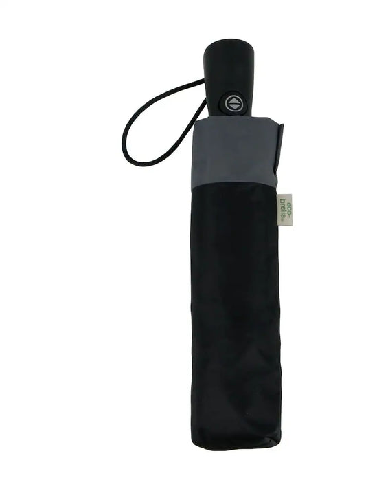 Parapluie pliable noir à motif géométrique – Résistant au vent