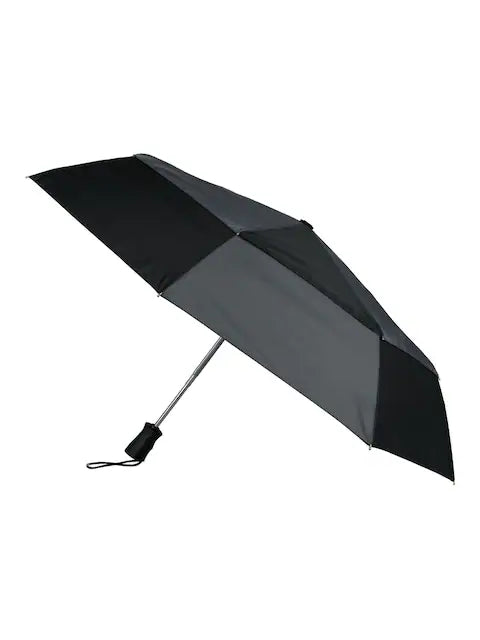 Parapluie pliable noir à motif géométrique – Résistant au vent