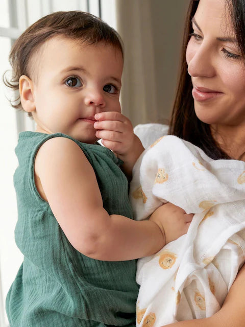 Lot de 3 langes bébé en coton – Motifs animaux et nuages