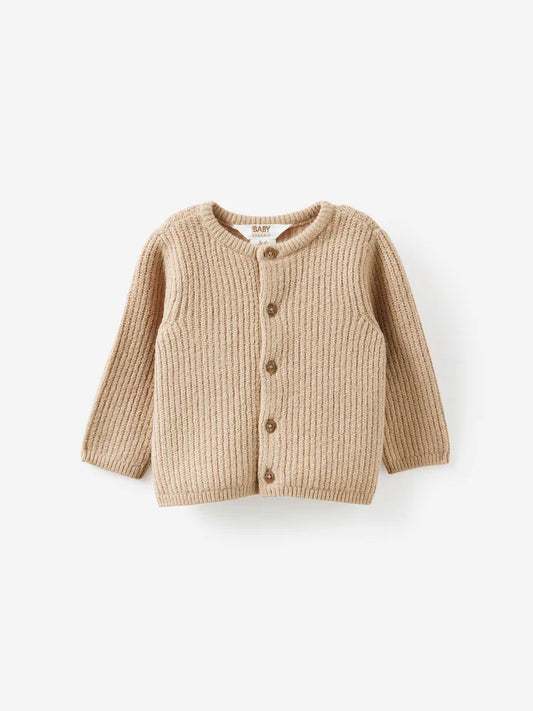 Cardigan bébé en maille côtelée – Gilet boutonné doux et confortable