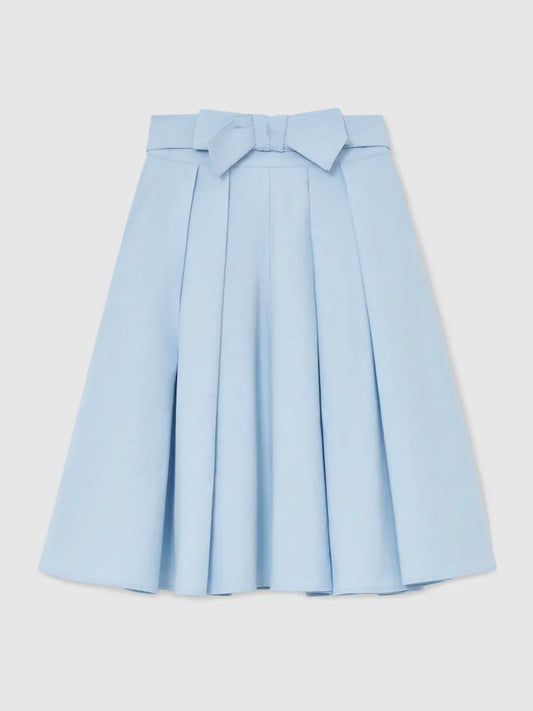 Jupe plissée bleu ciel mi-longue pour fille