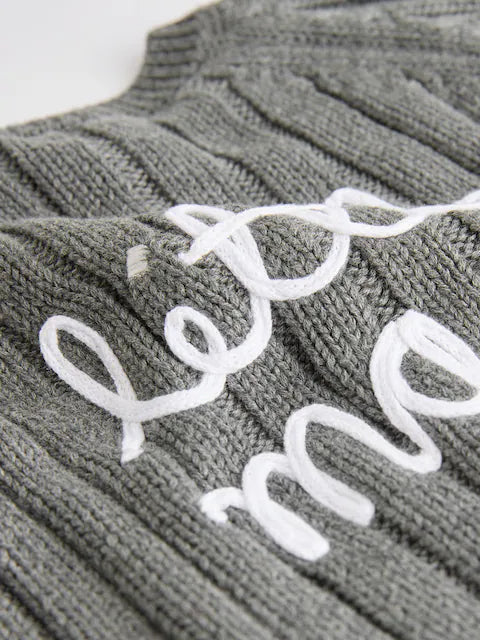 Gilet bébé en maille côtelée "Little Man" – Gris anthracite (0 mois-2 ans)