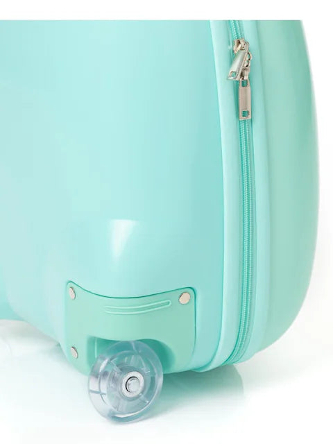 Valise cabine enfant à roulettes motif chat kawaii vert menthe