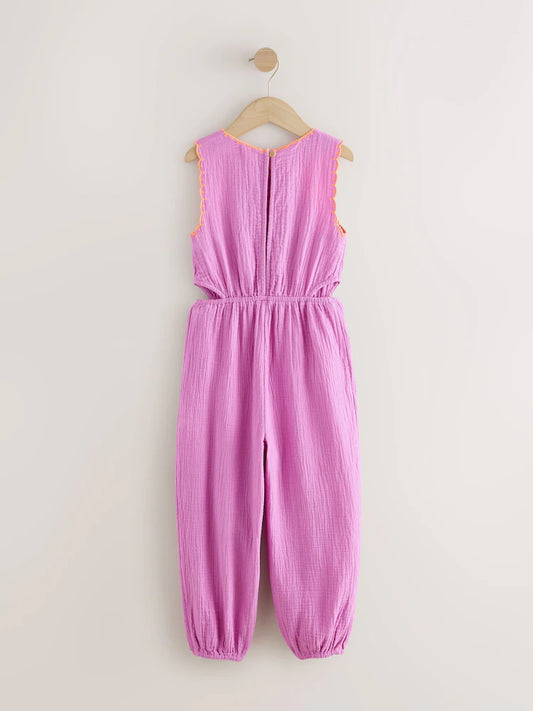 Combinaison enfant violette avec pompons décoratifs (3-16 ans)