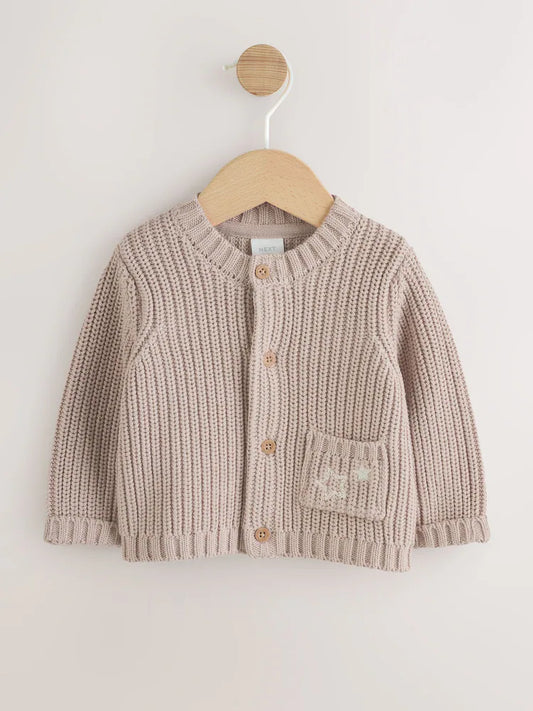 Pull bébé en maille côtelée Hello world beige