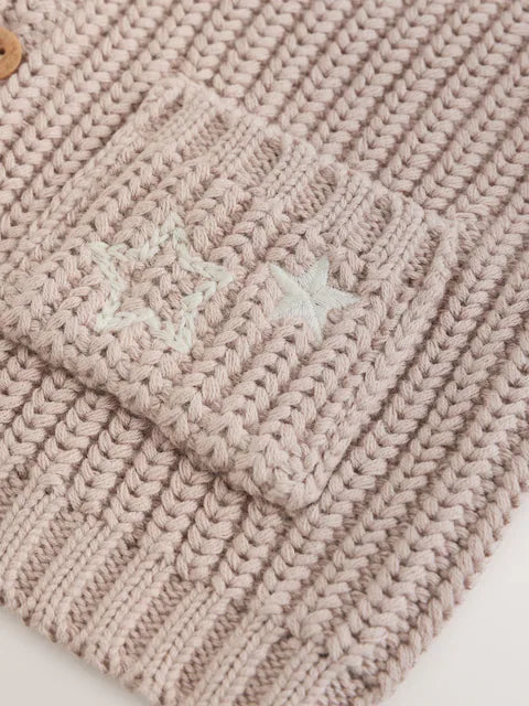Pull bébé en maille côtelée Hello world beige