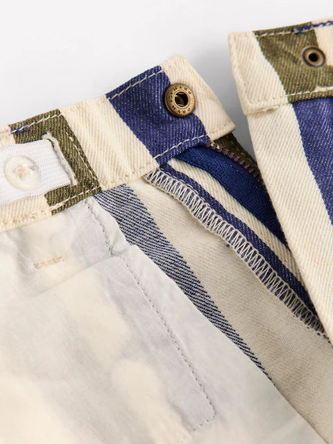 Pantalon enfant à rayures bleu et blanc coupe ajustée