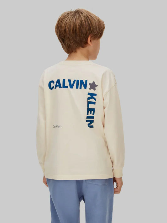 T-shirt manches longues Calvin Klein beige pour enfant