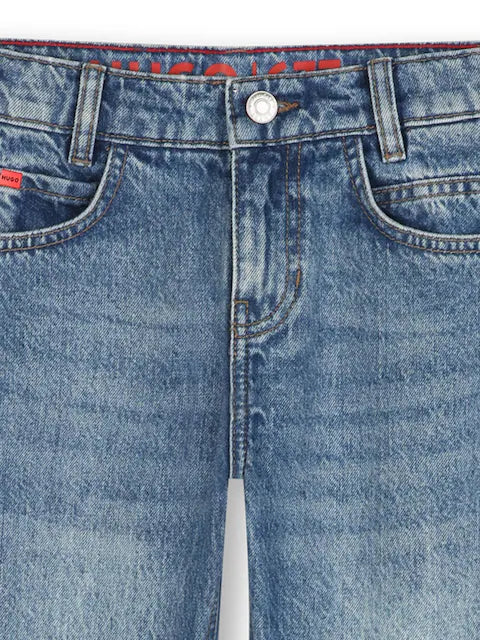 Jean enfant coupe droite bleu denim délavé