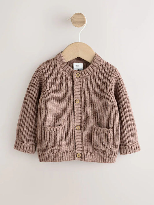Gilet bébé en maille côtelée Baby bear marron
