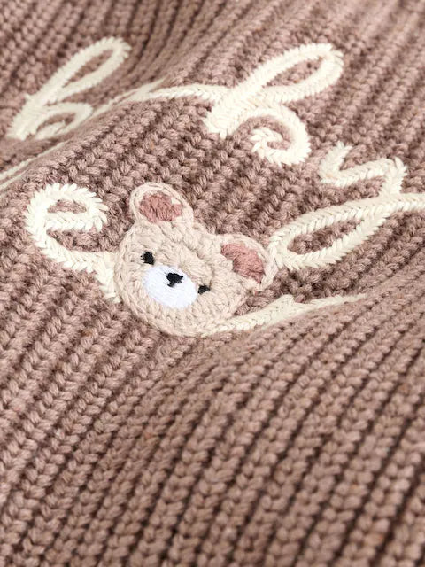 Gilet bébé en maille côtelée Baby bear marron