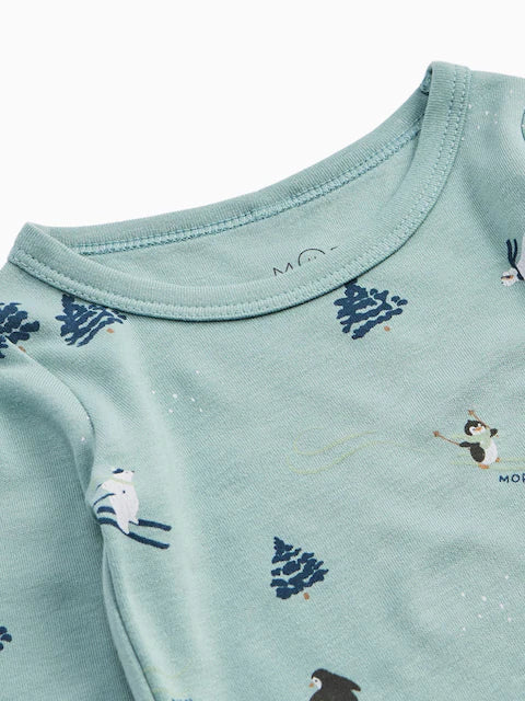 Pyjama bébé et enfant vert d’eau imprimé motifs animaux