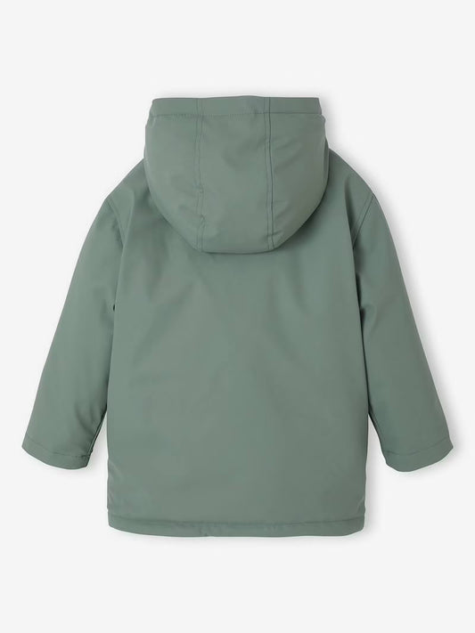 Imperméable à capuche pour garçon avec doublure sherpa - vert saule