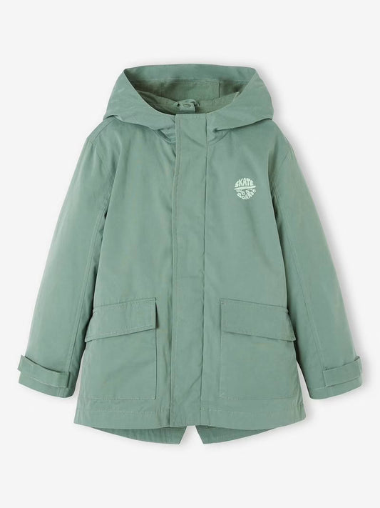 Parka 3 en 1 mi-saison avec gilet matelassé amovible pour garçon - vert saule