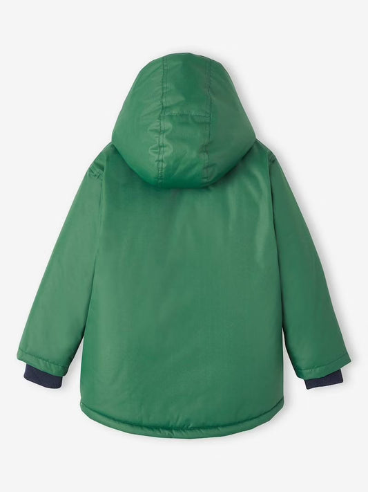 Parka à capuche doublée polaire pour garçon - couleur vert