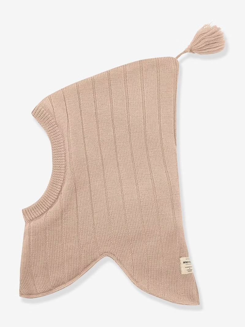 Cagoule en laine mérinos Matjuel mini a ture pour enfants- beige