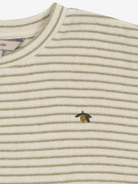 Konges Slojd Sweat-shirt rayé en éponge - couleur beige 80 % coton