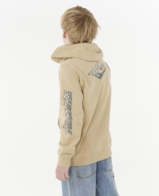 Sweat-shirt - couleur beige avec poignets et ourlet élastiqués