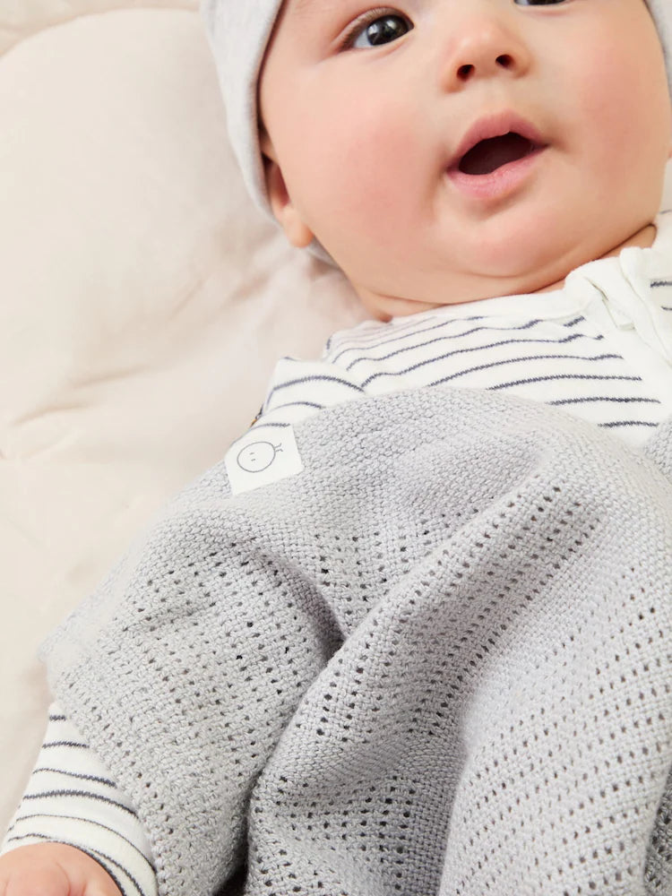 Couverture bébé en coton et viscose de bambou – Gris clair