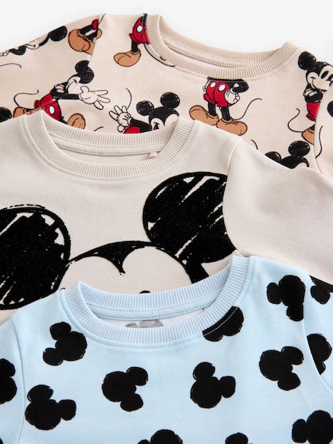 Lot de 3 pyjamas enfants 100 % coton avec motifs fantaisie et Mickey (9 mois - 10 ans)