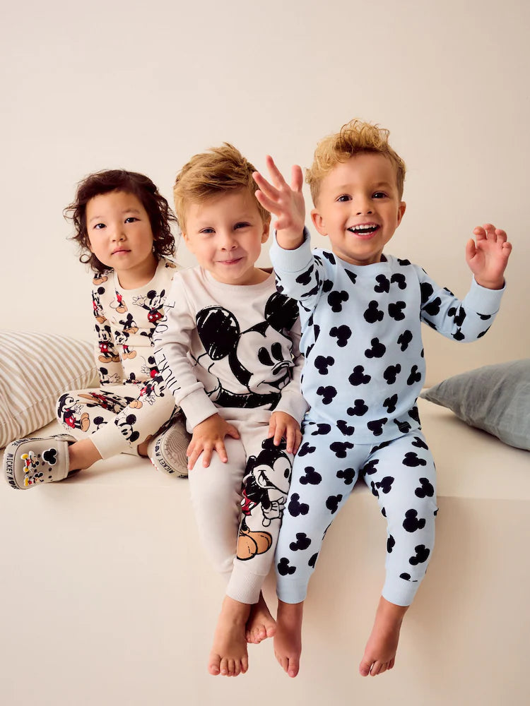 Lot de 3 pyjamas enfants 100 % coton avec motifs fantaisie et Mickey (9 mois - 10 ans)