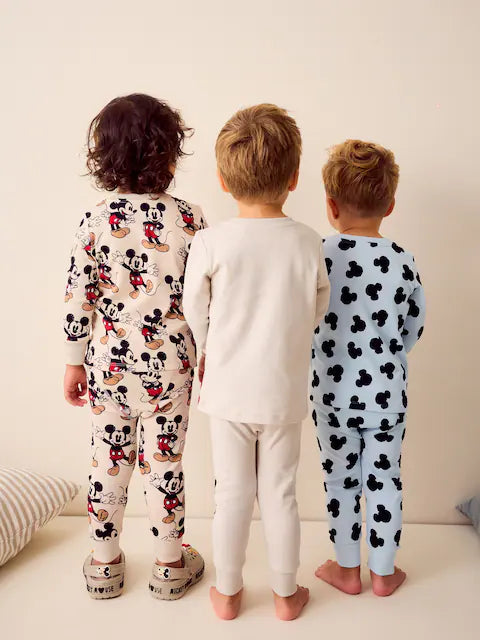 Lot de 3 pyjamas enfants 100 % coton avec motifs fantaisie et Mickey (9 mois - 10 ans)