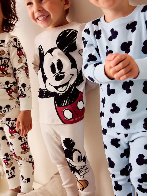 Lot de 3 pyjamas enfants 100 % coton avec motifs fantaisie et Mickey (9 mois - 10 ans)