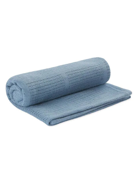 Couverture bébé en coton et viscose de bambou – Bleu gris