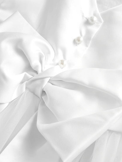 Robe de cérémonie blanche en tulle pour fille(3 mois - 16 ans)