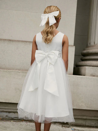 Robe de cérémonie blanche en tulle pour fille(3 mois - 16 ans)