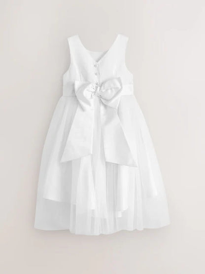 Robe de cérémonie blanche en tulle pour fille(3 mois - 16 ans)