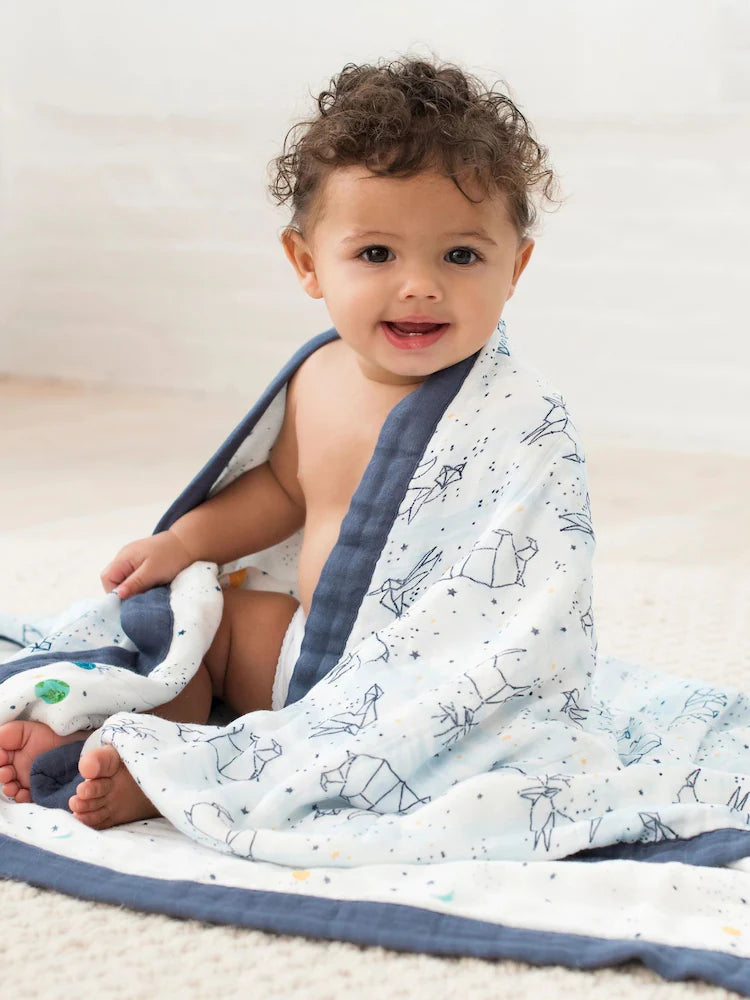 Couverture bébé réversible – Motifs animaux de la forêt