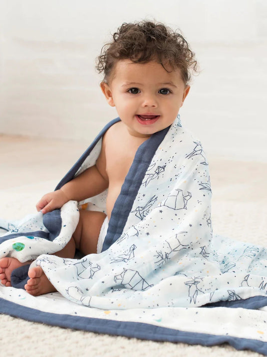 Couverture bébé réversible – Motifs animaux de la forêt