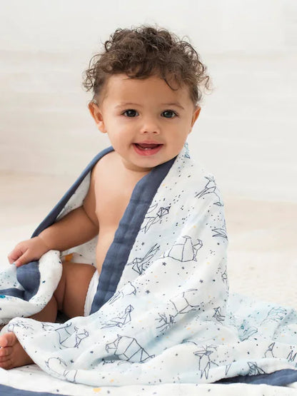 Couverture bébé réversible – Motifs animaux de la forêt
