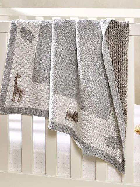 Couverture bébé safari gris et blanc