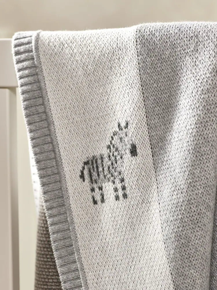 Couverture bébé safari gris et blanc