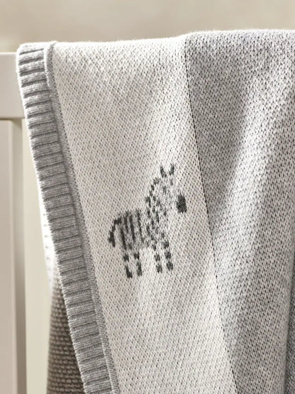Couverture bébé safari gris et blanc