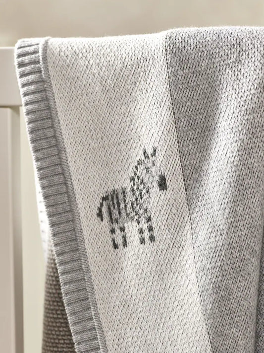 Couverture bébé safari gris et blanc