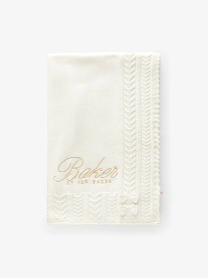 Couverture bébé tricotée personnalisée – Blanc cassé