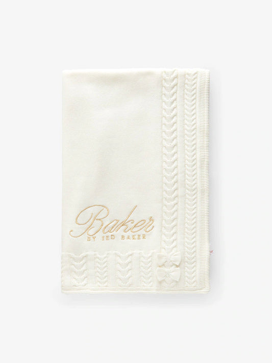 Couverture bébé tricotée personnalisée – Blanc cassé