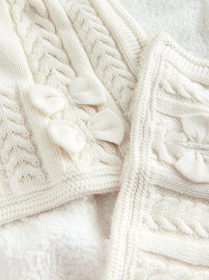 Couverture bébé tricotée personnalisée – Blanc cassé