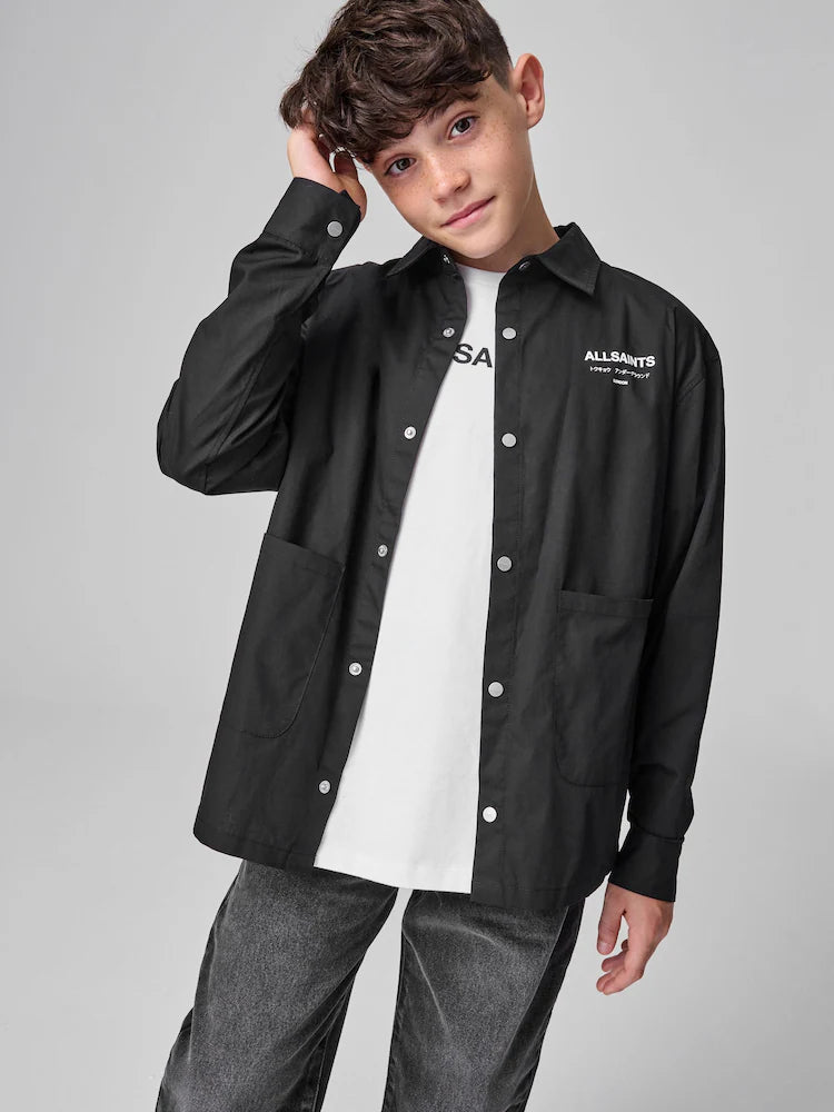 Chemise noire à manches longues imprimée pour garçon
