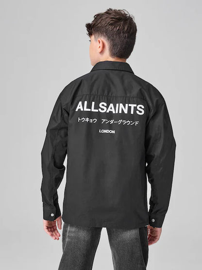 Chemise noire à manches longues imprimée pour garçon