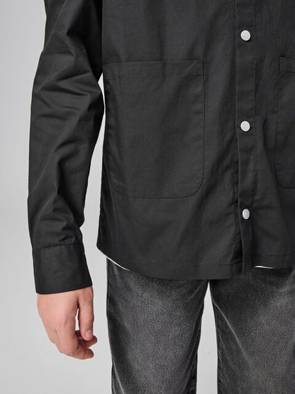 Chemise noire à manches longues imprimée pour garçon