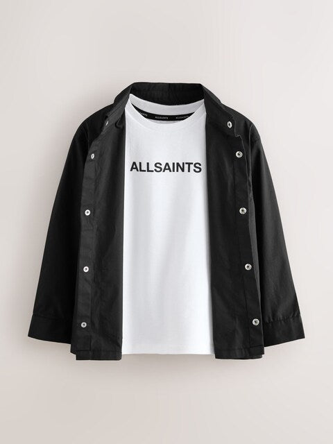 Chemise noire à manches longues imprimée pour garçon