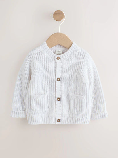 Gilet bébé en maille côtelée - Born in 2026 blanc
