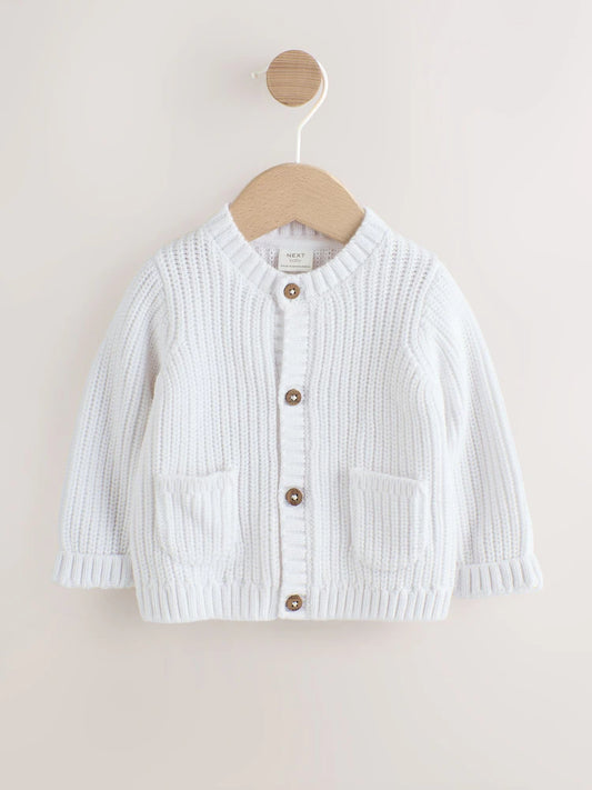 Gilet bébé en maille côtelée - Born in 2026 blanc