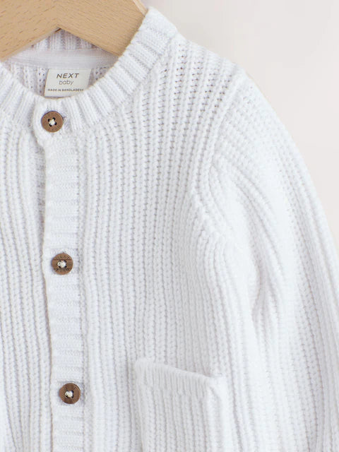 Gilet bébé en maille côtelée - Born in 2026 blanc