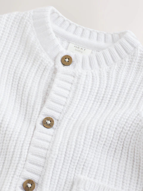 Gilet bébé en maille côtelée - Born in 2026 blanc